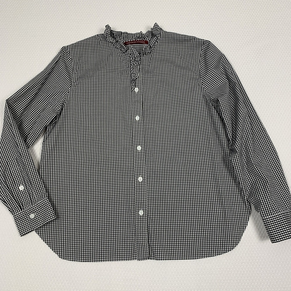 Comptoir Des Cotonniers Gingham Shirt Women’s Large Frill Collar Cotton - Picture 4 of 11
